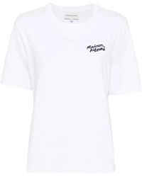 Maison Kitsuné - T-Shirt Met Geborduurd Logo - Lyst