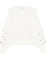 Liu Jo - Crystal-Embellished Cable-Knit Sweater - Lyst