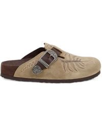 Etro - X Birkenstock Embroidered Suede Boston Clogs - Lyst