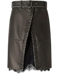 Pinko - Belted Lace-Trim Skirt - Lyst