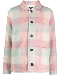 A.P.C. - Check-pattern Wool-blend Shirt Jacket - Lyst