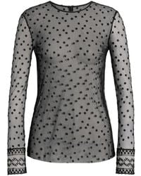 Alberta Ferretti - Floral-Embroidered Mesh Top - Lyst