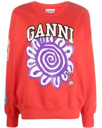 Ganni - Isoli Mega Flower Sweatshirt - Lyst