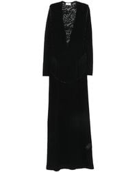 Elisabetta Franchi - Lace-Panelled Long-Sleeve Maxi Dress - Lyst