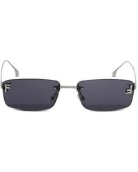 Fendi - First Crystal-Embellished Rectangle-Frame Sunglasses - Lyst