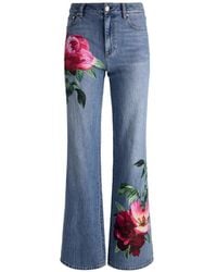 Alice + Olivia - Embroidered Denim Jeans - Lyst