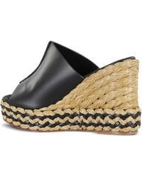 Paloma Barceló - Ivana Leather Platform Raffia Sandals - Lyst