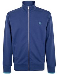 Fred Perry - Logo-Embroidered Zip-Up Sweatshirt - Lyst