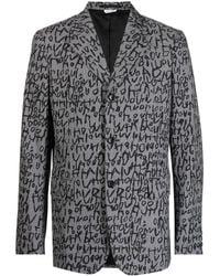 Comme des Garçons - Graphic Print Prince Of Wales Wool Blend Jacket - Lyst