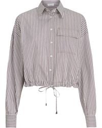 Brunello Cucinelli - Striped Monili-Detail Poplin Shirt - Lyst