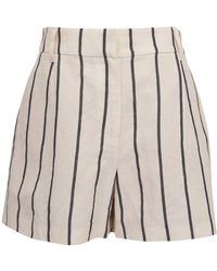 Brunello Cucinelli - Striped Cotton-linen Shorts - Lyst