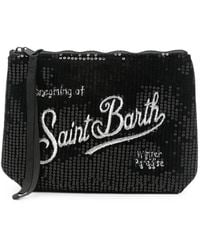MC2 Saint Barth - Aline Sequin-Embellished Embroidered Clutch Bag - Lyst