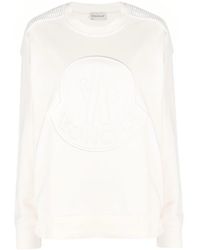 Moncler - Logo Embroidered Cotton Sweatshirt - Lyst