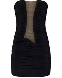 Nensi Dojaka - Gedrapeerde Mini-Jurk Met Mesh - Lyst