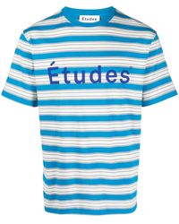 Etudes Studio - T-shirt in cotone a righe con logo - Lyst