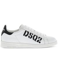 DSquared² - Boxer Logo-Print Leather Sneakers - Lyst
