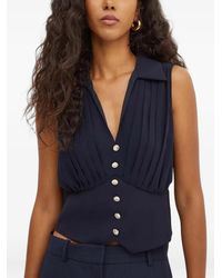 Morgan - Opli Pleated Sleeveless Button-Up Top - Lyst