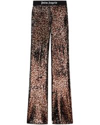 Palm Angels - Logo-tape Sequin Flared Trousers - Lyst