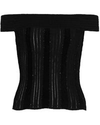 Balmain - Glitter Off-The-Shoulder Top - Lyst
