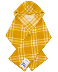 Burberry - Check Wool Hooded Scarf - Lyst