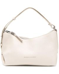 Brunello Cucinelli - Logo-Stamp Leather Top-Handle Bag - Lyst
