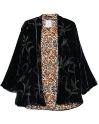 Whyci - Floral-Print Velvet Cape - Lyst