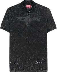 DIESEL - Logo-print Distressed Polo Shirt - Lyst