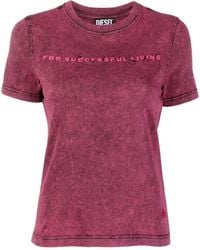 DIESEL - Distressed-Effect Slogan-Print T-Shirt - Lyst