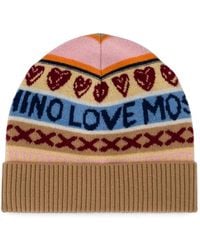 Love Moschino - Logo-Intarsia Heart-Motif Beanie Hat - Lyst