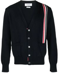 Thom Browne - Rwb Stripe Intarsia Cotton Cardigan - Lyst