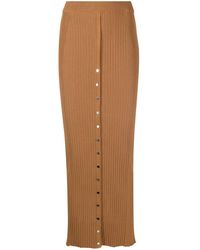 Rabanne - Ribbed Cotton-Blend Midi Skirt - Lyst