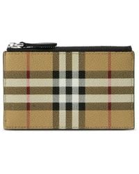 Burberry - Check Zip Card Case - Lyst