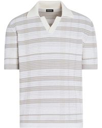 Zegna - Stripe-pattern Cotton-blend Polo Shirt - Lyst