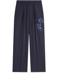 Dries Van Noten - Floral-Embroidered Wool Trousers - Lyst