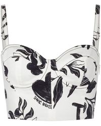 Moschino Jeans - Top tipo bustier con motivo gráfico - Lyst