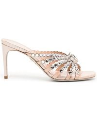 Rene Caovilla - 90mm Crystal-embellished Leather Mules - Lyst