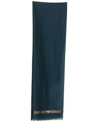 Emporio Armani - Logo-Print Frayed Scarf - Lyst