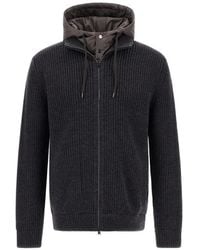 Herno - Cardigan En Maille Côtelée À Zip - Lyst