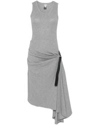 Loewe - Vestido Midi Asimetrico En Mezcla De Algodon Drapeado - Lyst