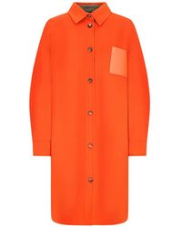 Loewe - Geknöpfter Ledermantel Mit Patch - Lyst