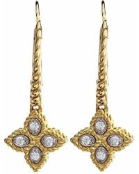 Roberto Coin - 18Kt Geelgouden Princess Flower Oorbellen Met Diamant - Lyst