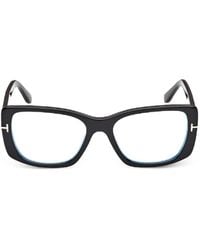 Tom Ford - Block Rectangular Opticals With Clip On Sunglasses - Lyst