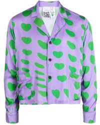 Natasha Zinko - Heart-Print Silk Blend Shirt - Lyst