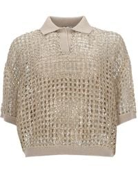 Brunello Cucinelli - Sequin-Embellished Polo Shirt - Lyst