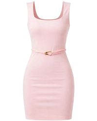 Guess - Belted Square-Neck Mini Dress - Lyst