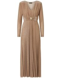 Liu Jo - Long Pleated Lurex Dress - Lyst