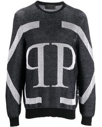 Philipp Plein - Logo Intarsia Merino Wool Jumper - Lyst
