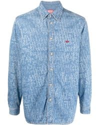 DIESEL - Logo-Print Denim Shirt - Lyst