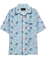 Prada - Camicia in raso stampato - Lyst