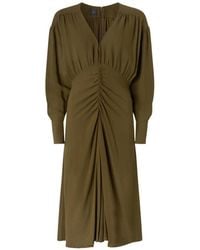 Pinko - Ruched V-Neck Midi Dress - Lyst